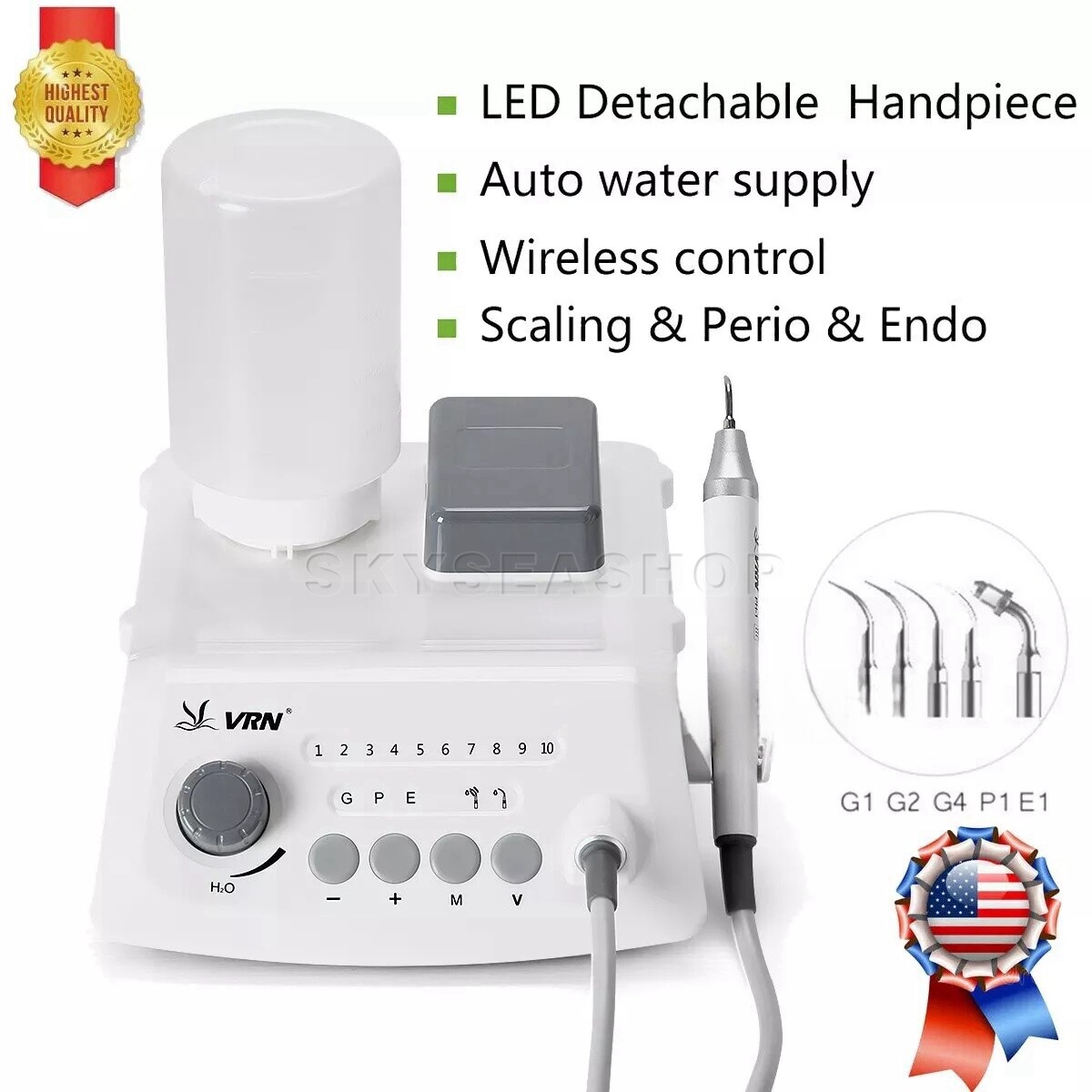 VRN Dental Ultrasonic Piezo Scaler With LED Light Handpiece Auto Water Supply