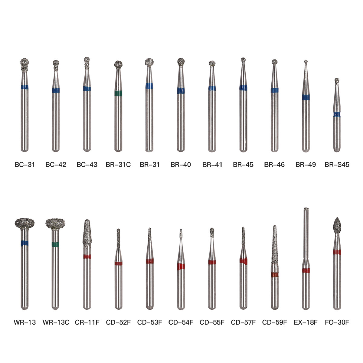 AZDENT 5pcs Dental Fresas de diamante Bur Fit High Speed Handpiece Friction Grip