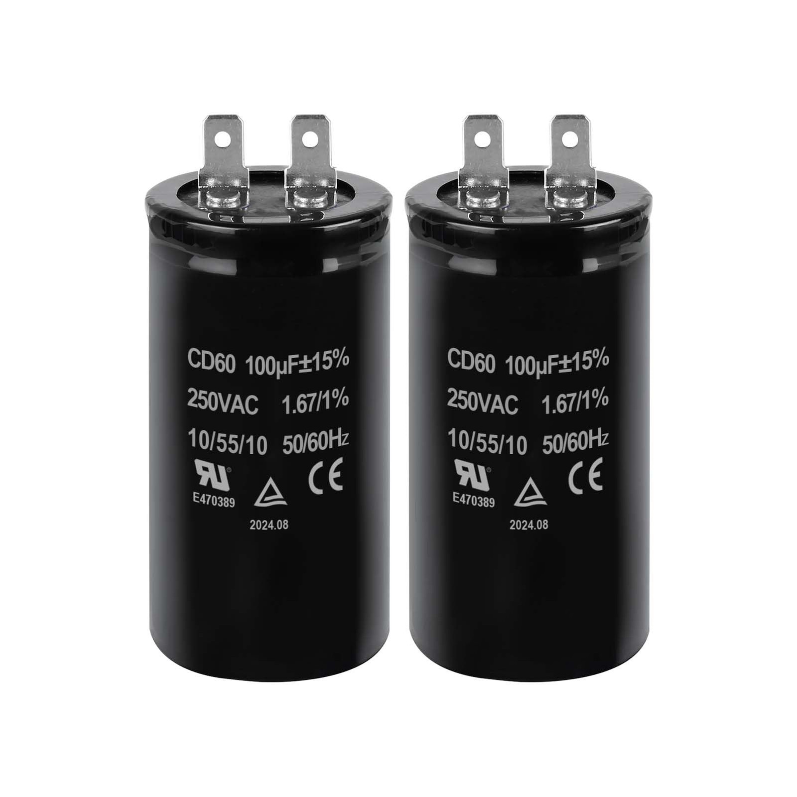 2 PCS 100uF MFD 15% CD60 250VAC 50/60Hz Motor Start Capacitor Electric