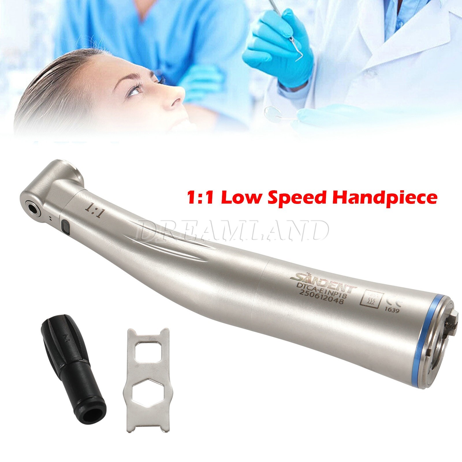 Dental 1:1 LED Light Fiber Optic Contra Angle Handpiece Fit E-type Motor DT USA