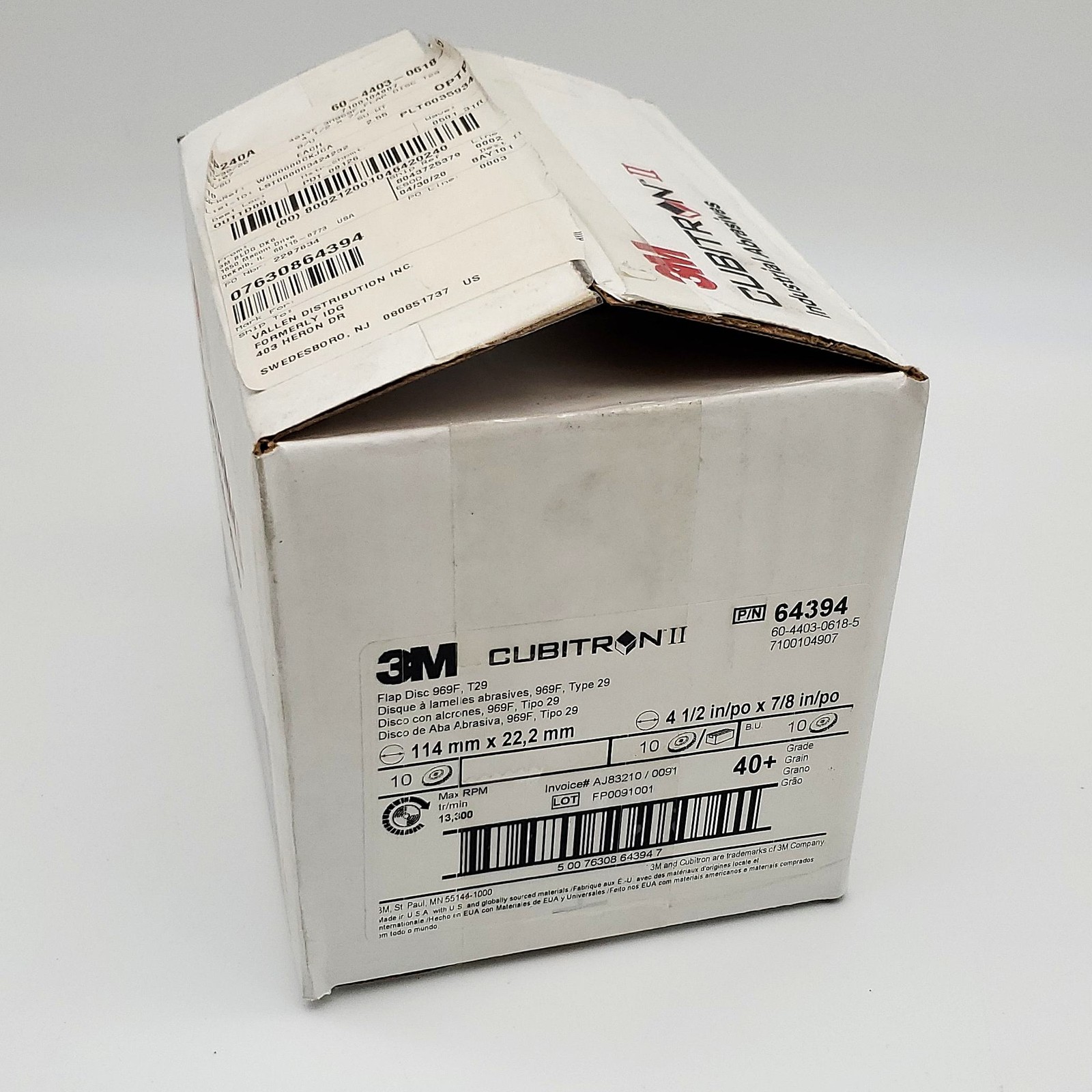 3M Cubitron 969F T29 Flap Wheels 40 Grit 4-1/2″ Diam 7/8″ Arbor 64394 Box of 10