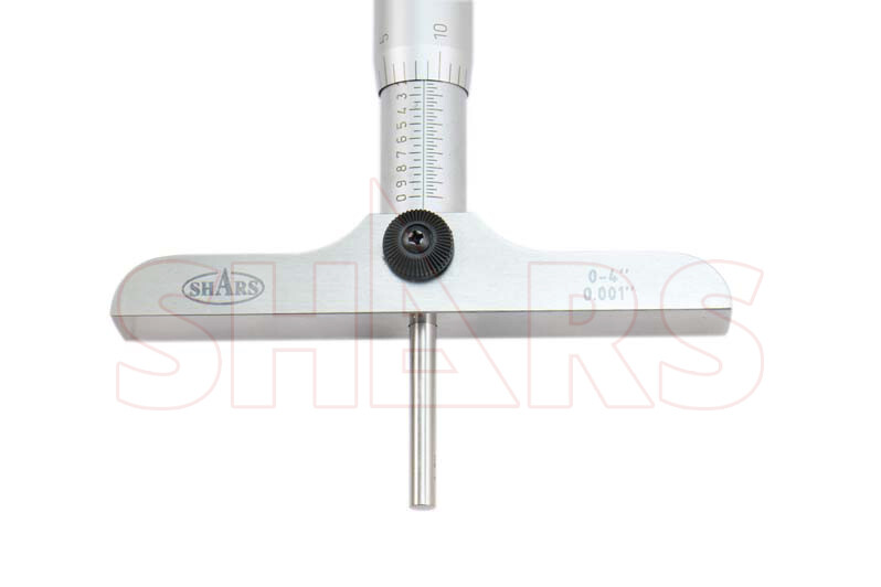 SHARS 0-4″ DEPTH MICROMETER 4″BASE Graduations .001″ Accuracy .0002″ NEW P}