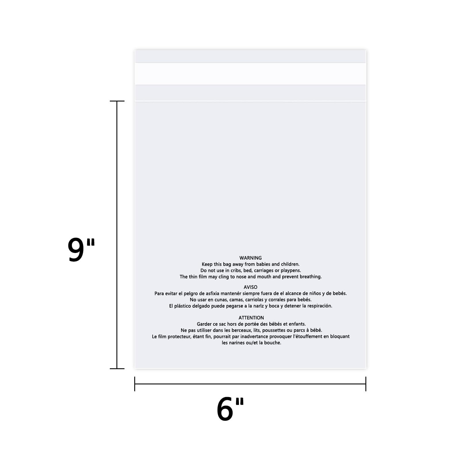 WEPOLY – 6″ x 9″ (100 Count) Self Seal Clear Poly Bags with X 9″, 100 Pack