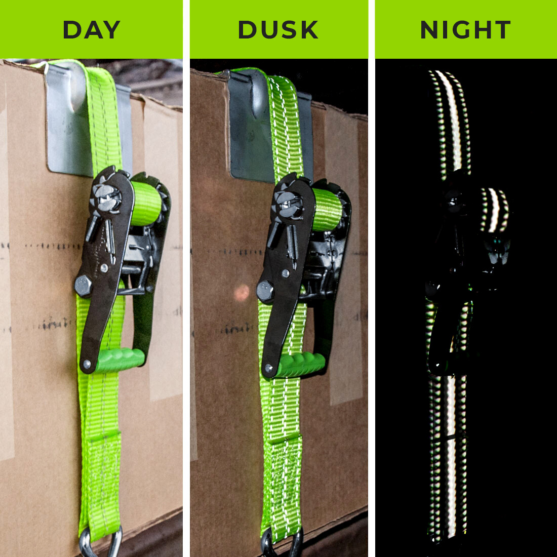 VULCAN High-Viz 2”x15′ Ratchet Straps, Wire J-Hooks, 3300 lbs. SWL, 2 Pack