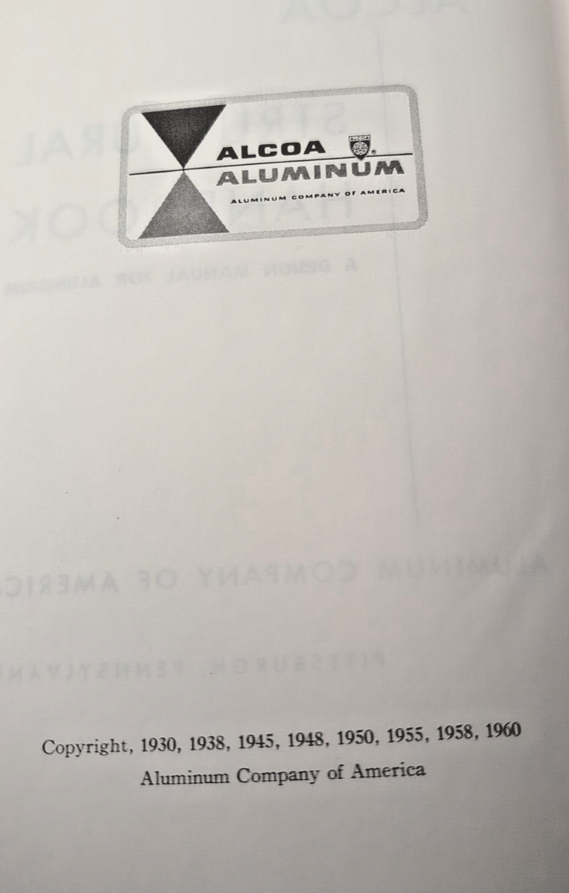 ALCOA Aluminum – ALCOA Structural handbook 1960