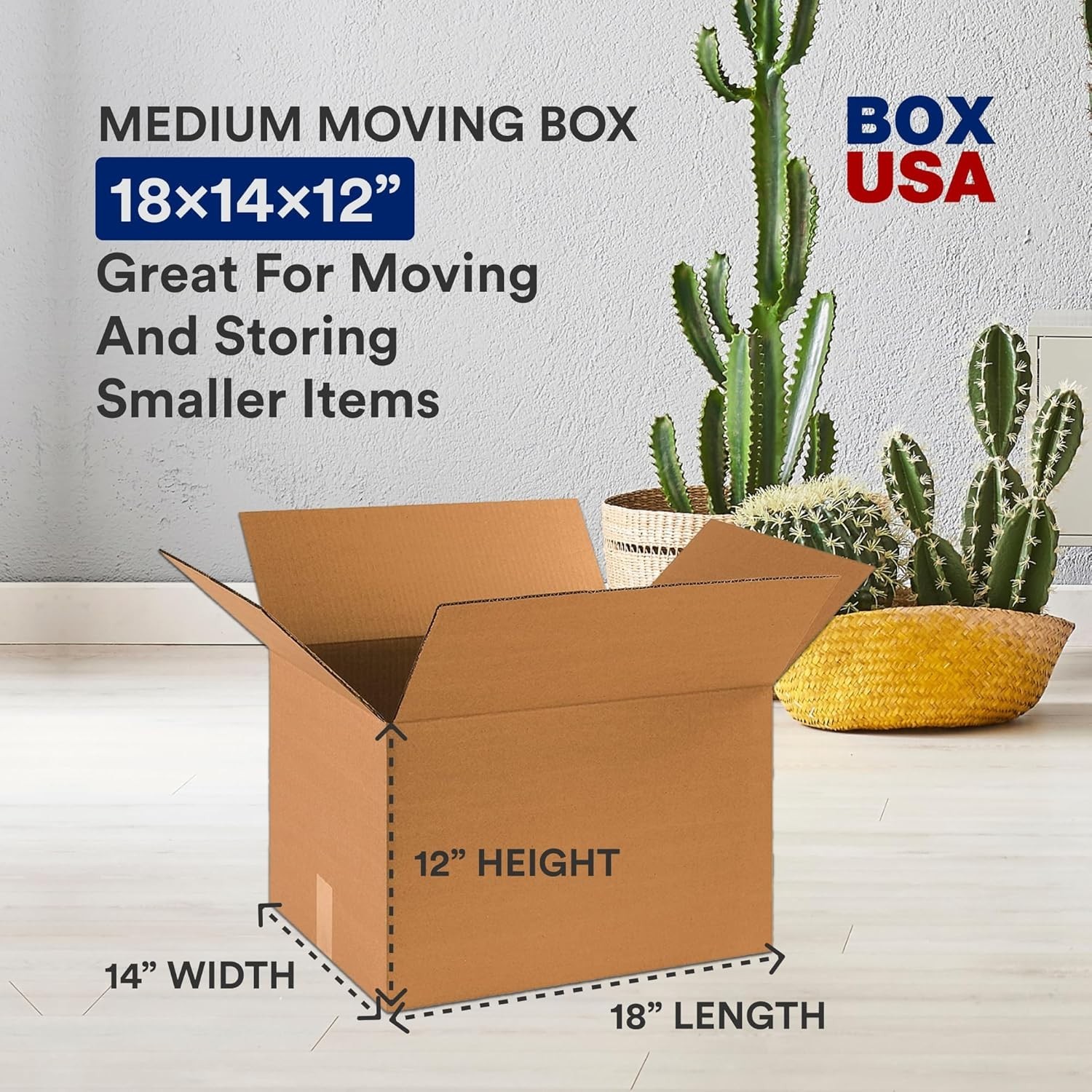 Moving Boxes Medium 18″L x 14″W x 12″H 10-Pack | Corrugated Cardboard Box for…
