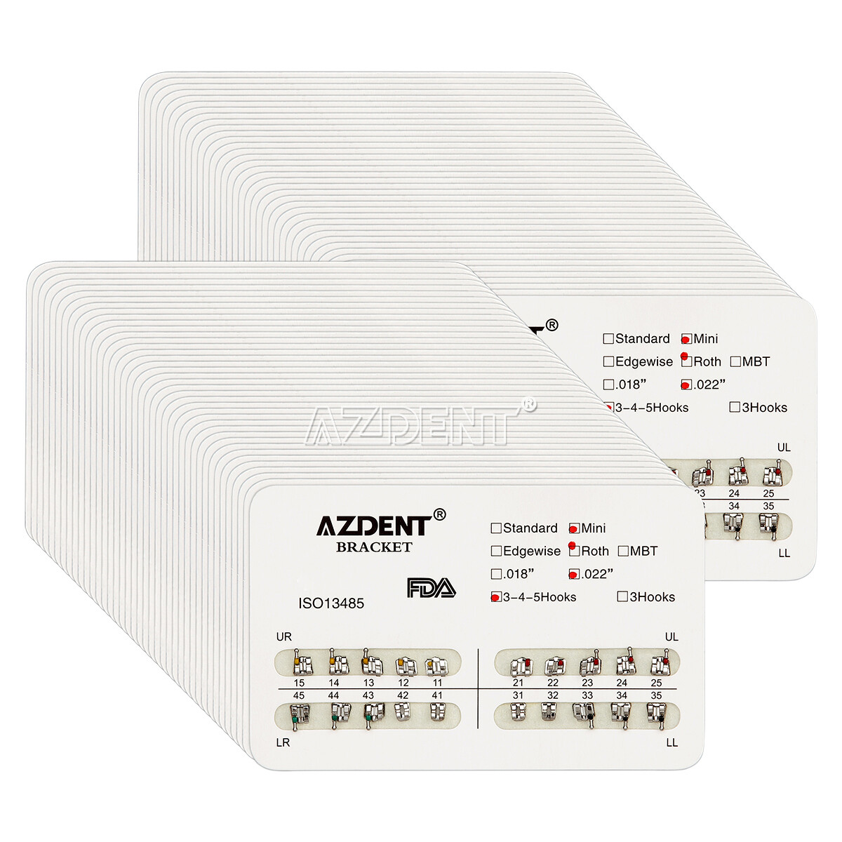 AZDENT Dental Orthodontic Brackets Braces Mini Roth Slot.022 018 Hooks 3/3 4 5