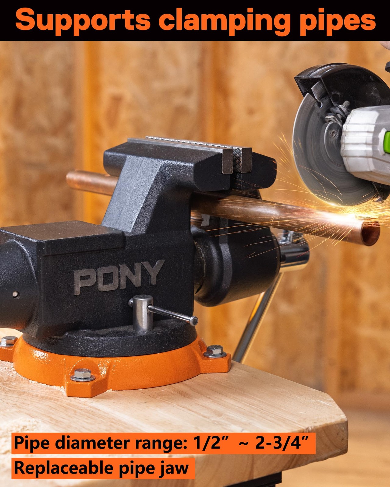 PONY 6″ Heavy Duty Bench Vise 8800LBS Clamp Force 360° Rotatable Workbench Vises