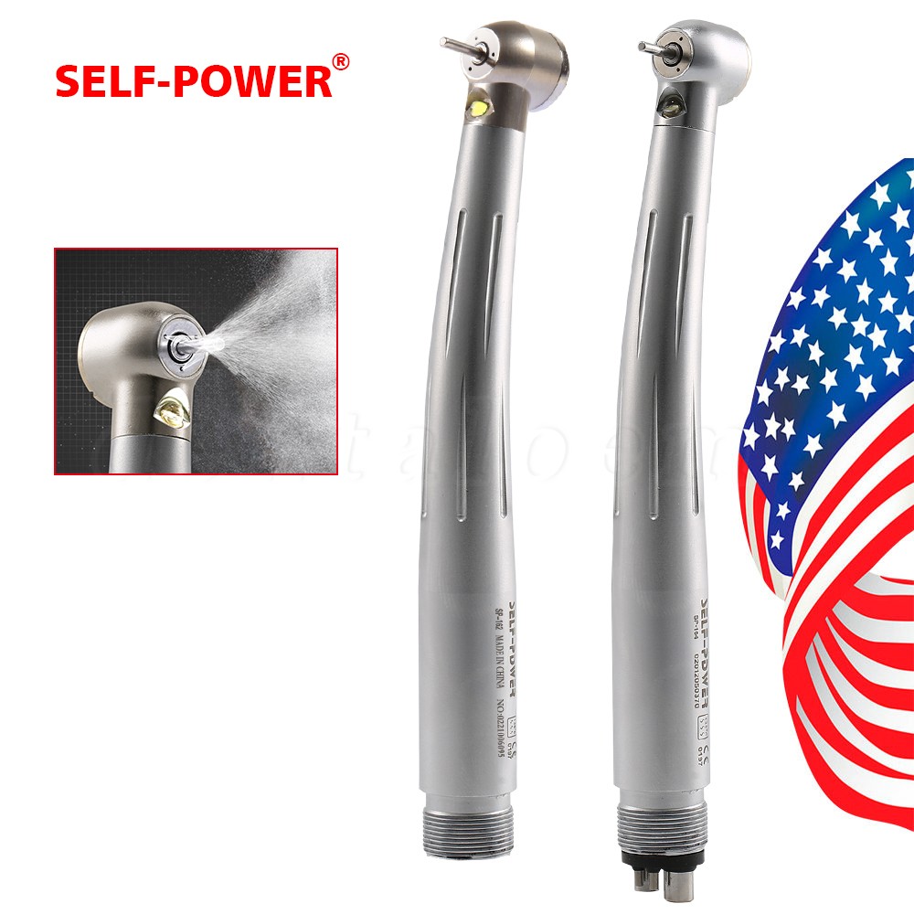 Dental LED E-generator Fiber Optic High Speed Handpiece 2 4Hole Fit FG1.6mm Burs