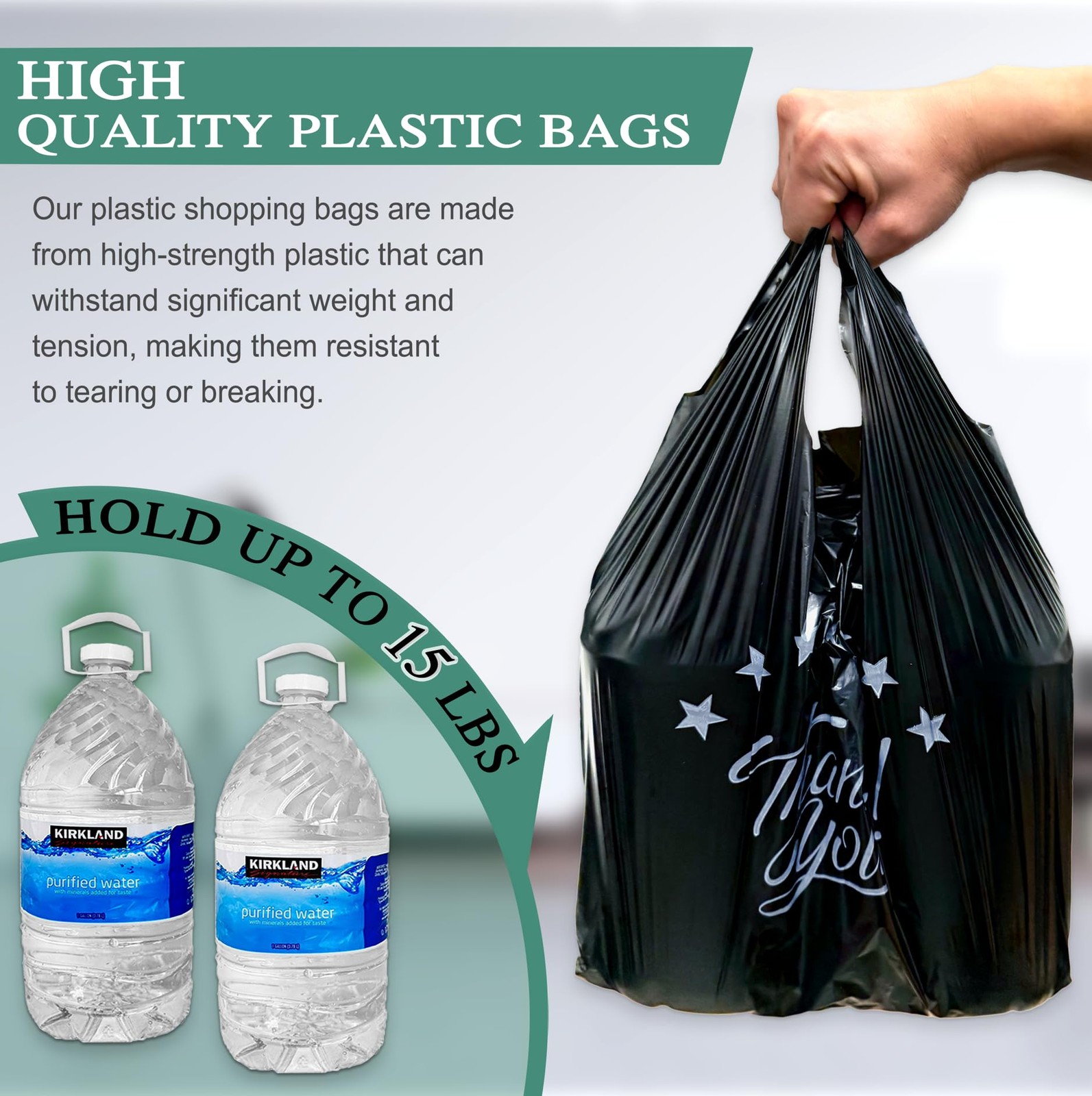 100 Pcs Reusable Thank You T Shirt Bags Grocery Shopping Bags, 11x6x21 Inch