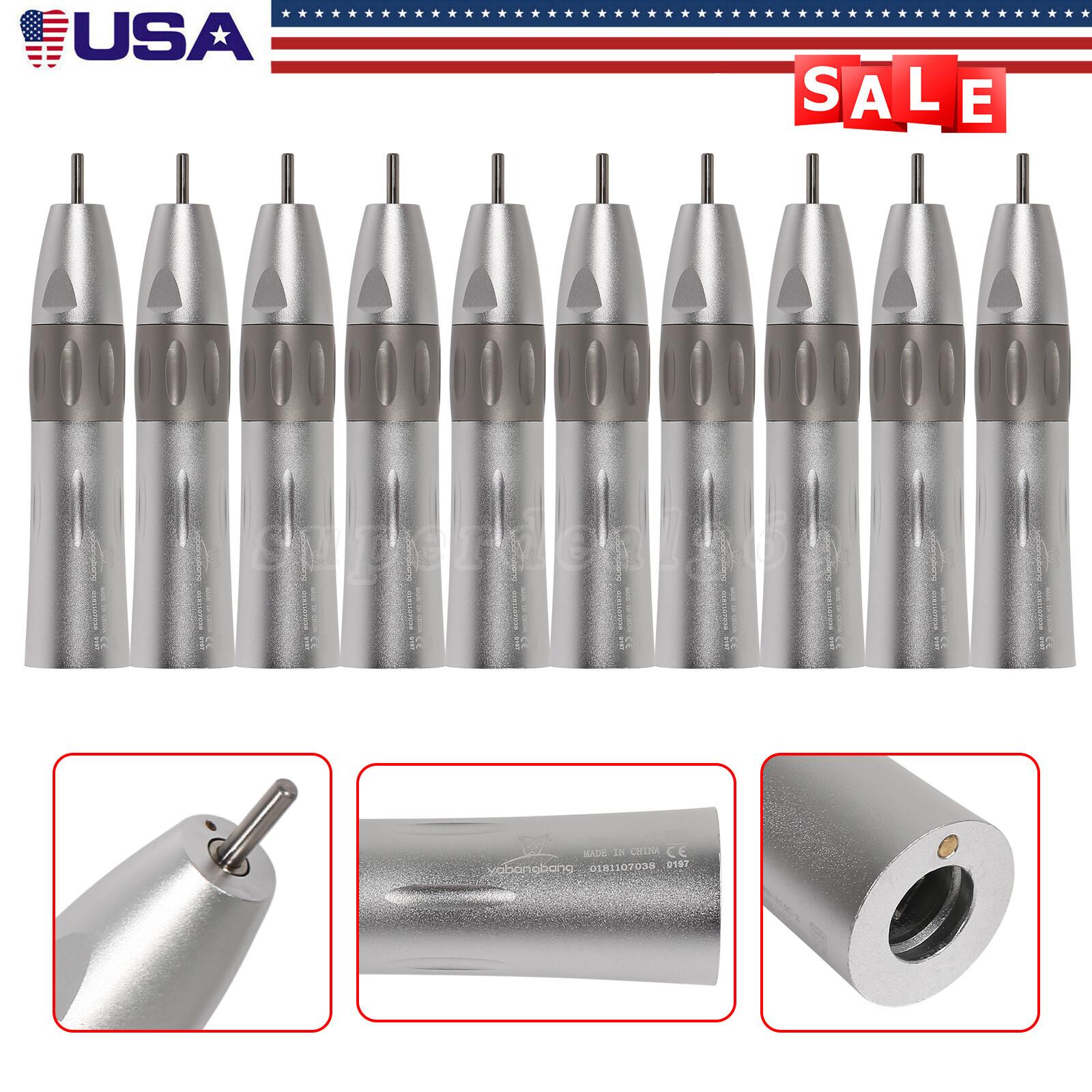 1-10*Dental Low Speed Straight Nosecone Handpiece Inner Water E-type fit NSK kv