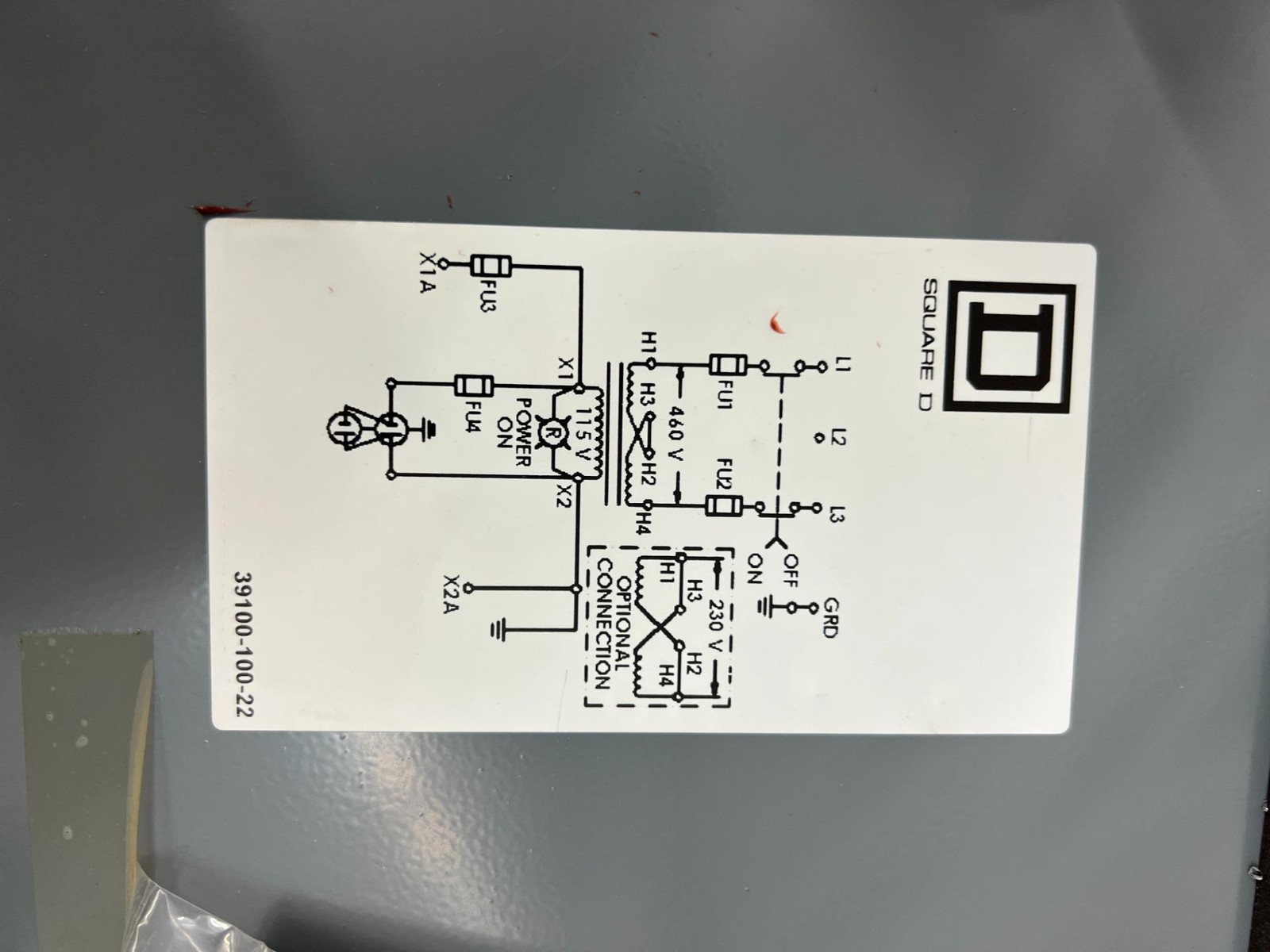 Square D SK2000A3, Transformer Disconnect With 2 KVA Transformer 9070TD2000D1