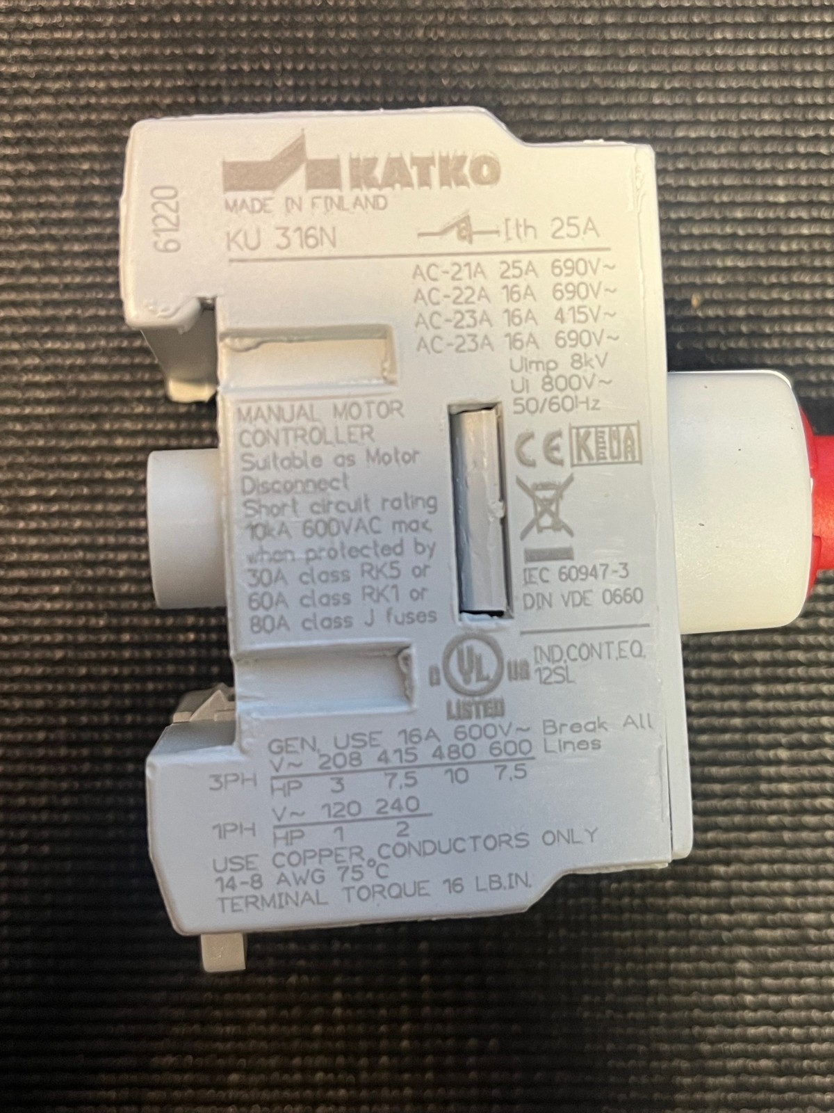 Katko KU316N 60A Switch, Phoenix ESG290T/2R, Altech R Breaker, AB 700-HLT12 Lot