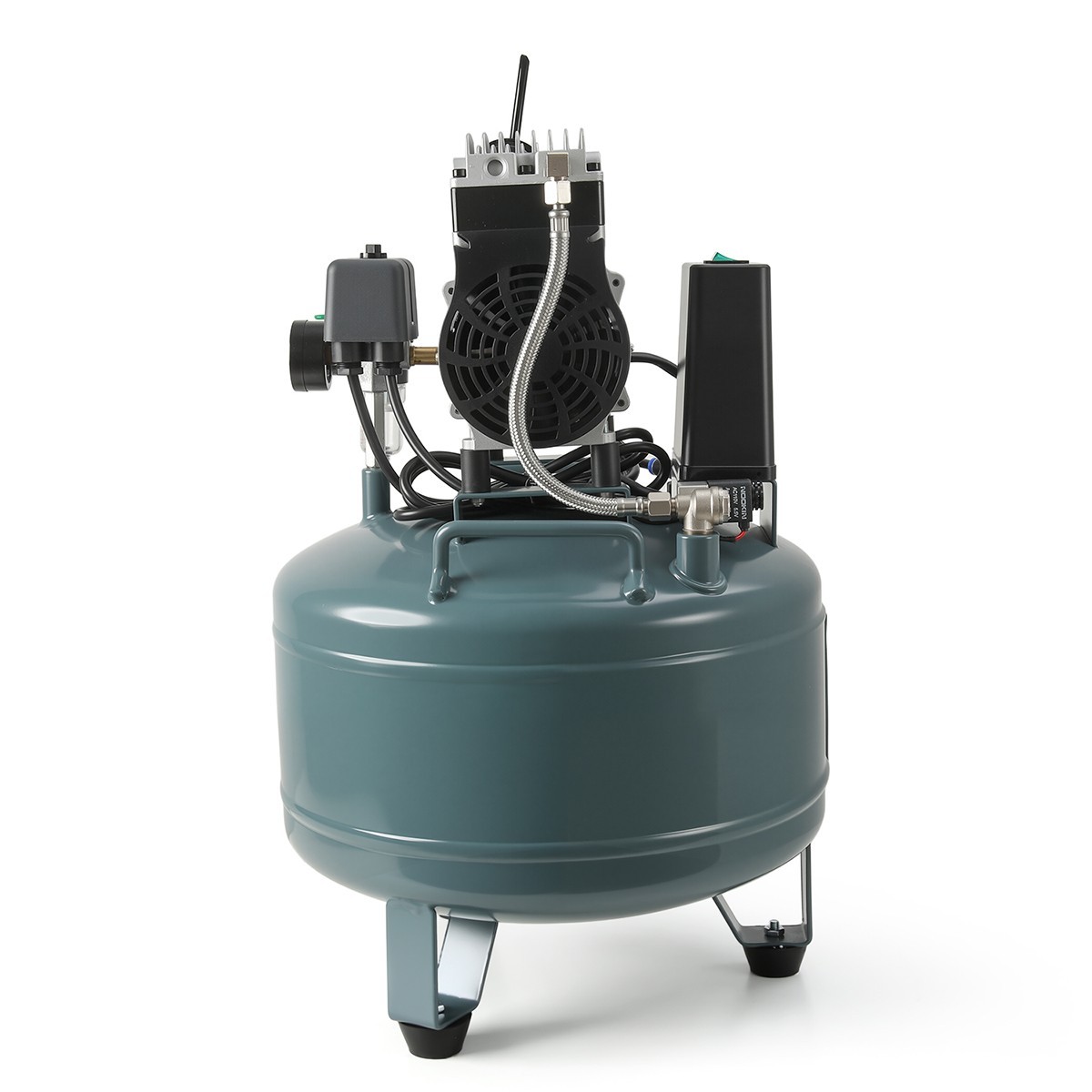 Dual Gauge Oil-Free Dental Air Compressor 40L/24L 155L/min Tank 58dB Low Noise