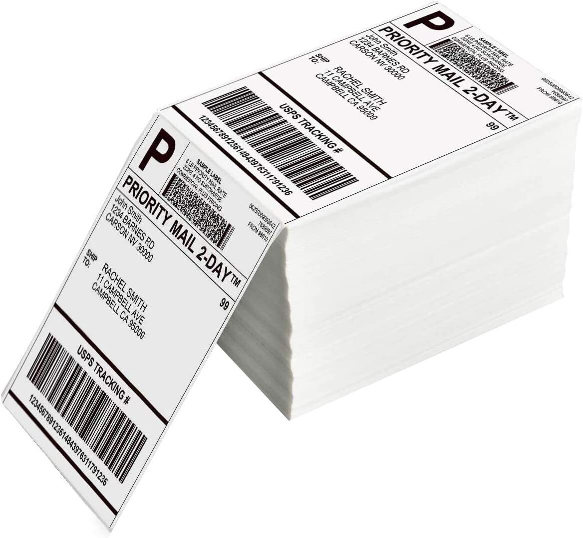 1000 4 x 6 Fanfold Direct Thermal Shipping Labels White For Zebra Rollo Printer