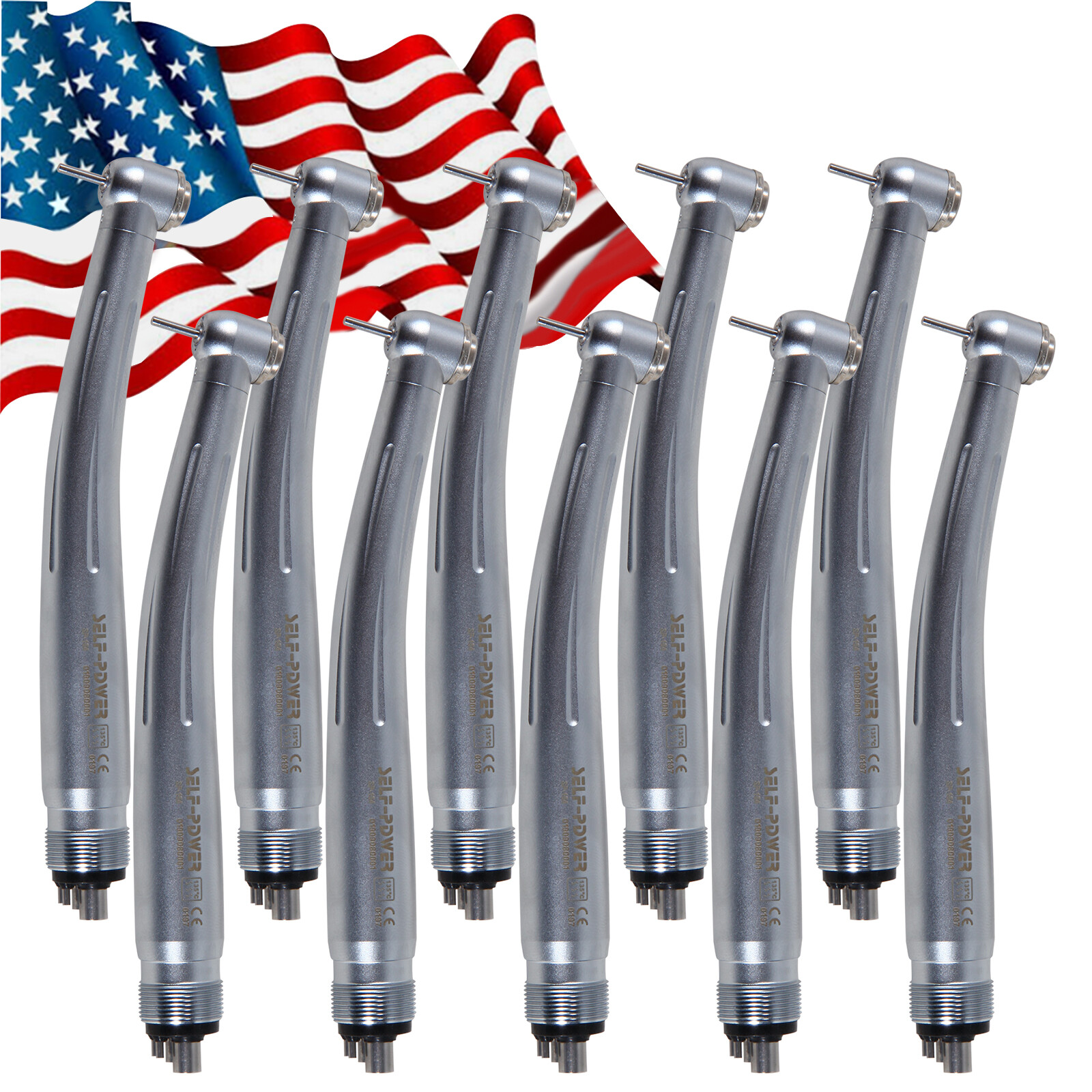 10 packs USA Dental High Speed Handpiece Push Standard Head 4Holes Turbine