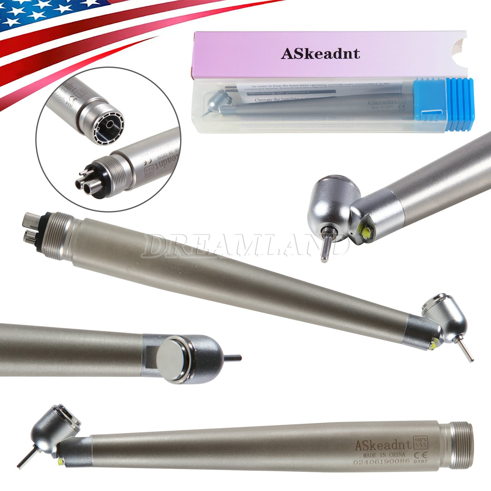 Dental LED high speed handpiece 45 degree Surgical NSK style 2/4 Hole