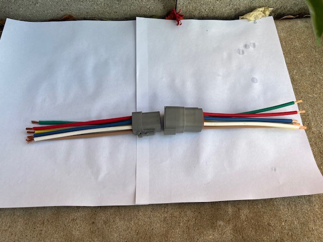 10 AWG Gray Assembled Deutsch DTP 6 Pin waterproof connector 6″ wire
