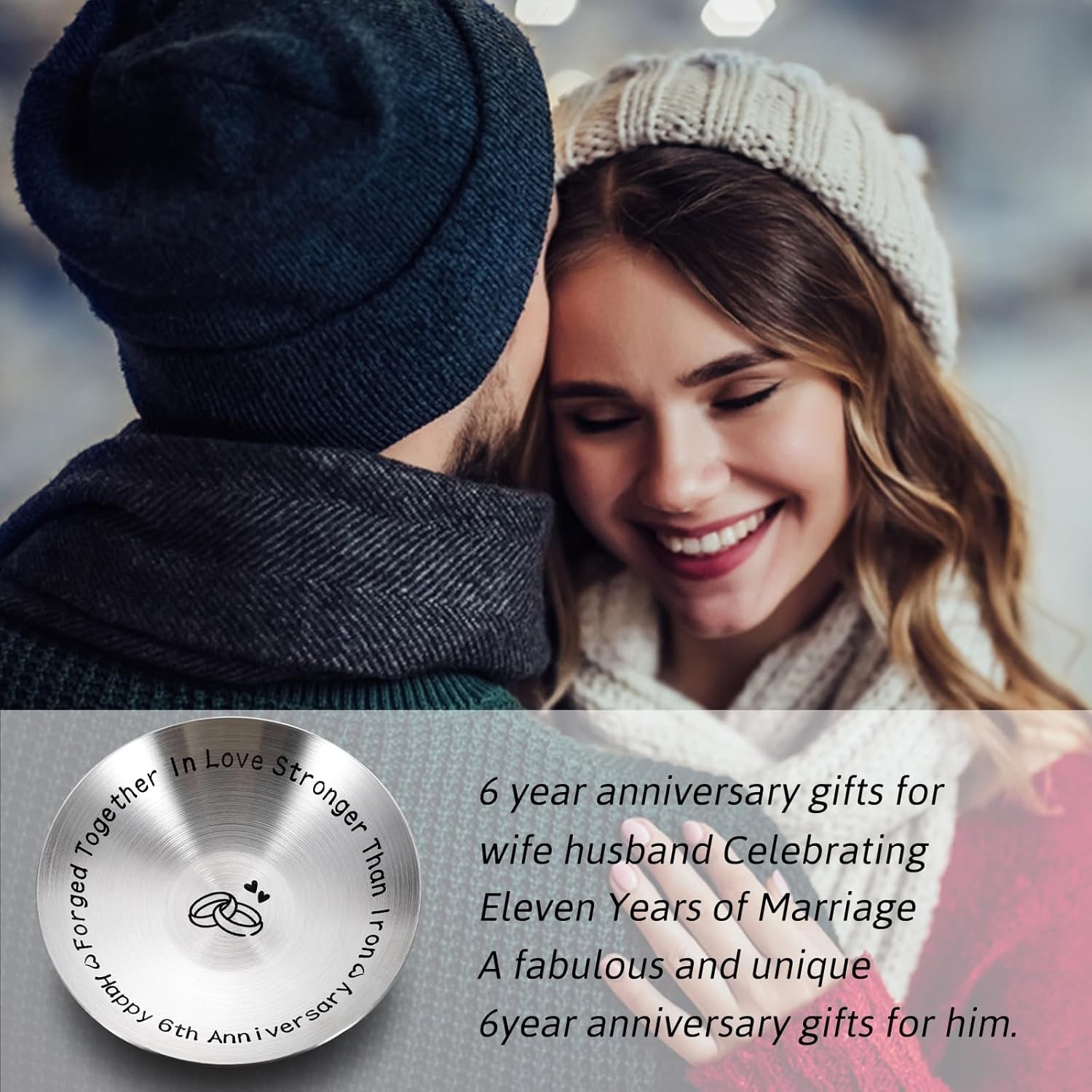 6 Year Anniversary Iron Gifts for Him Her Couples 6th Wedding small, Silver
