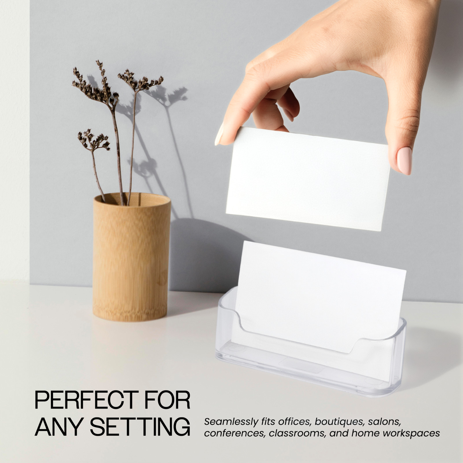 6pcs Clear Acrylic Business Card Holder Display Stand Desktop Countertop