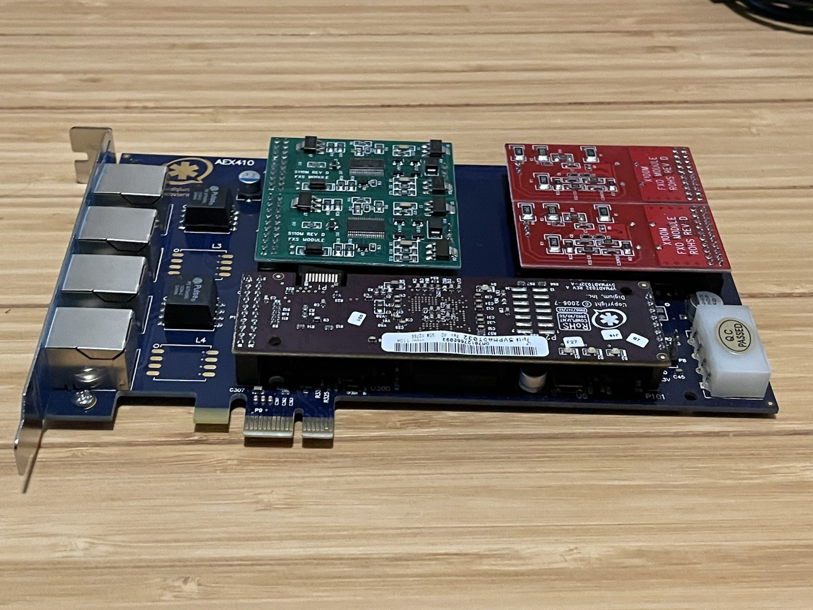 Digium AEX410 4-Port TDM PCIe Card, 4x S100M, 2x X100M, 5VPMADT032