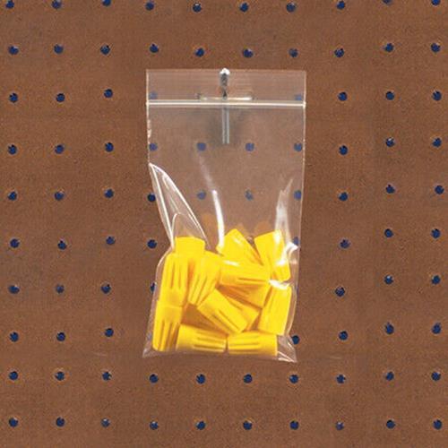 Resealable Poly Bag with Hang Hole, 2 x 3 Inch, 1000 Pack, 4 Mil Clear