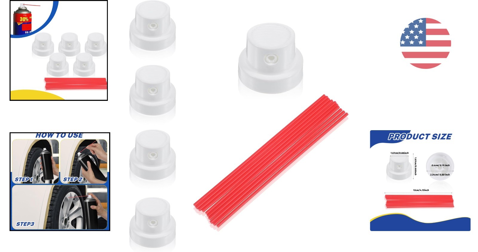 Replacement Spray Can Straws and Nozzles Set – 10 Straws & 5 Nozzles Included