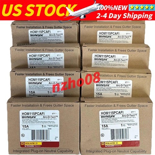 NEW 10PCS Square D HOM115PCAFI Plug-On Neutral 15 Amp 1 Pole Circuit Breaker