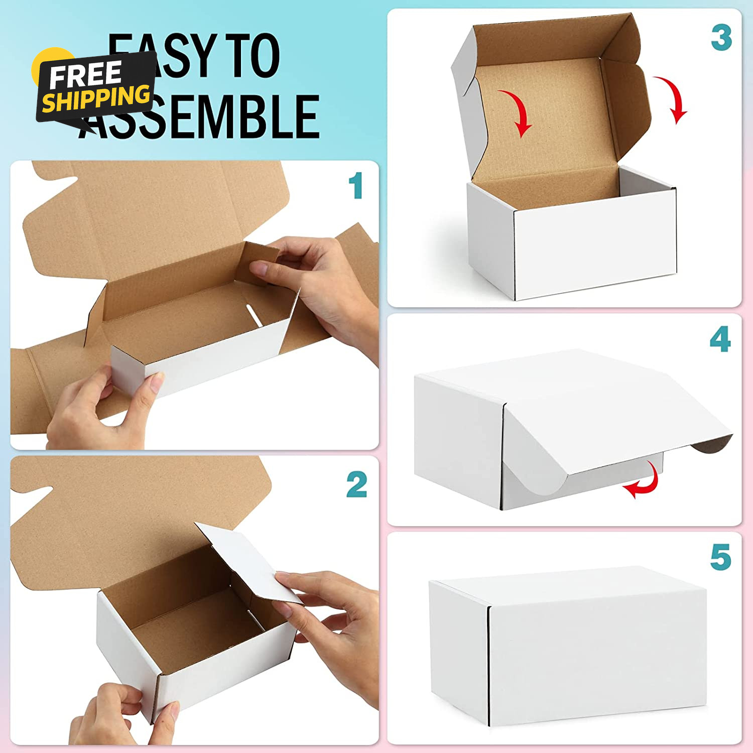 Shipping Boxes 7X5X2 Inches White Small Mailing Boxes 25 Pack Cardboard