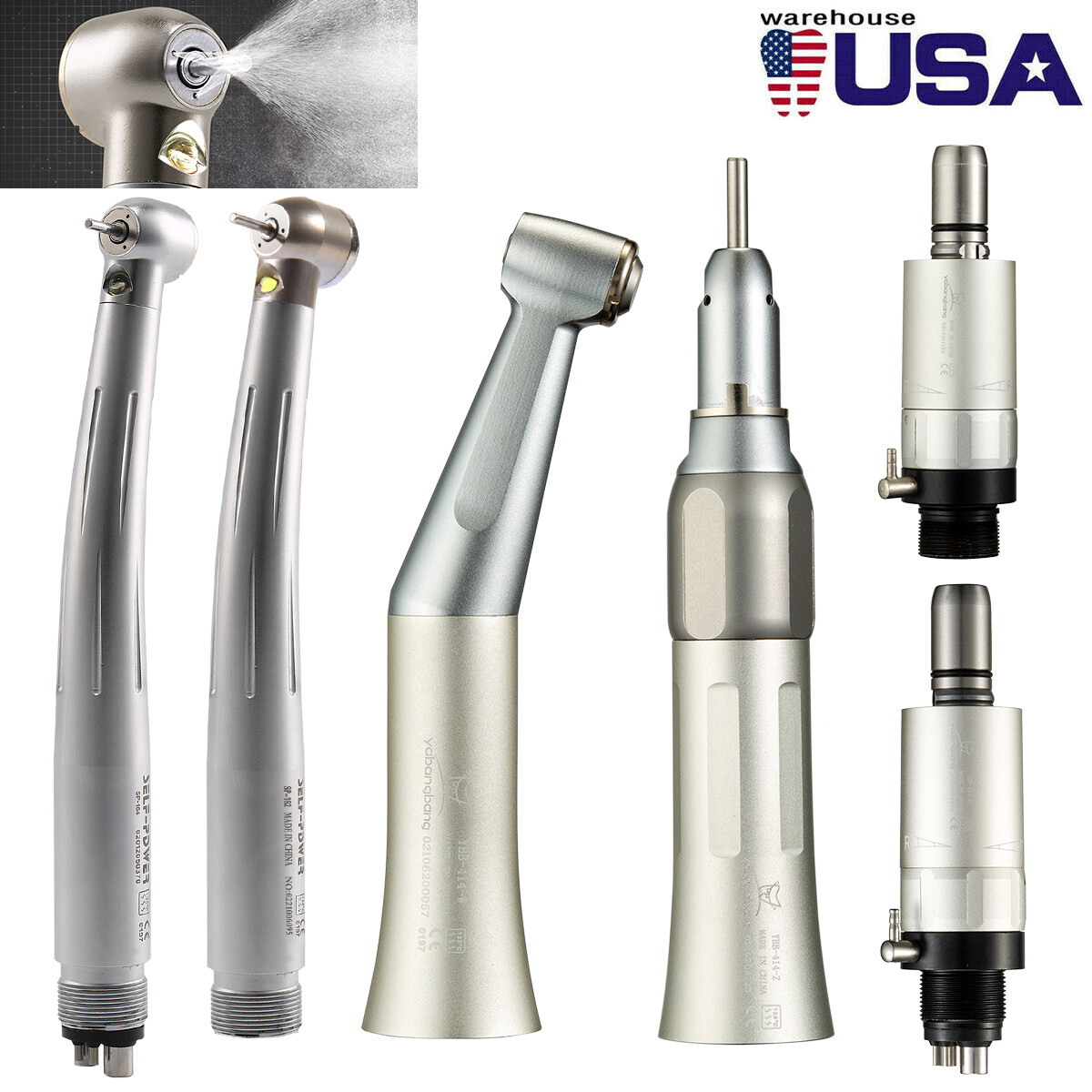 Kit de pieza de mano turbina fibra óptico dental LED de alta y baja velocidad