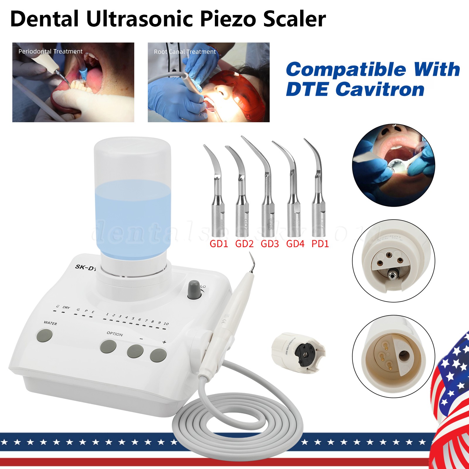 Dental Ultrasonic Piezo Scaler+Handpiece Bottles Fit DTE SATELEC Model:SK-D1