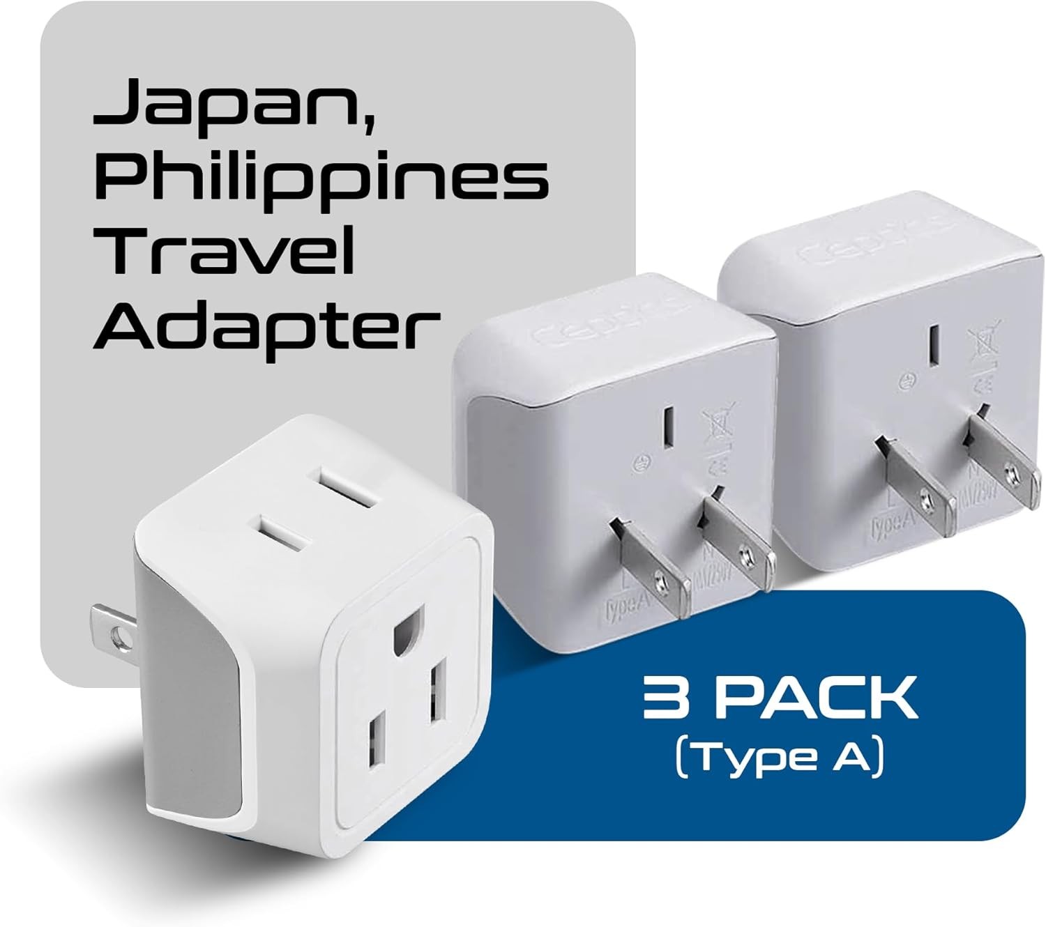 Japan, Philippines Travel Adapter Plug by Ceptics – USA 3 Pin Polarized to 2 …