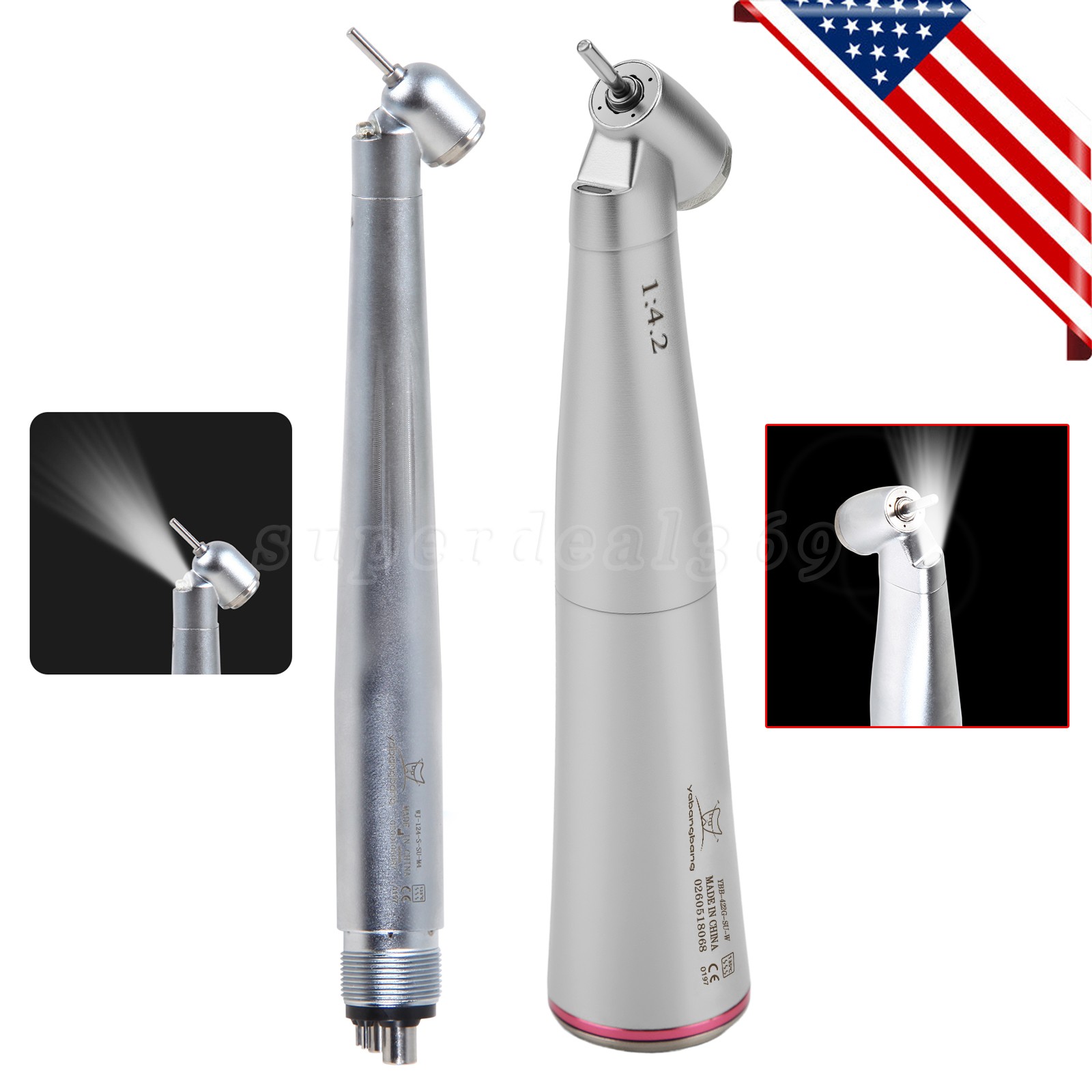Dental 45° LED Contra Angle Surgical Handpiece/1:4.2 Increasing High Speed 4Hole