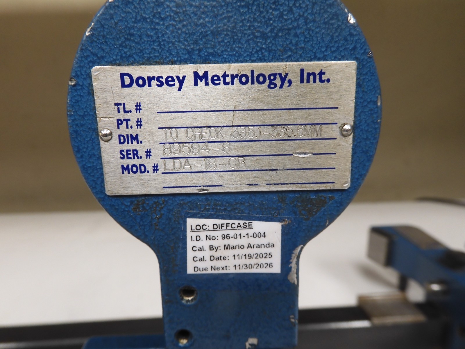 Dorsey Shallow Diameter ID/OD (Swing) Gage 16″/.0005″/4″ Depth & Standard – QG55