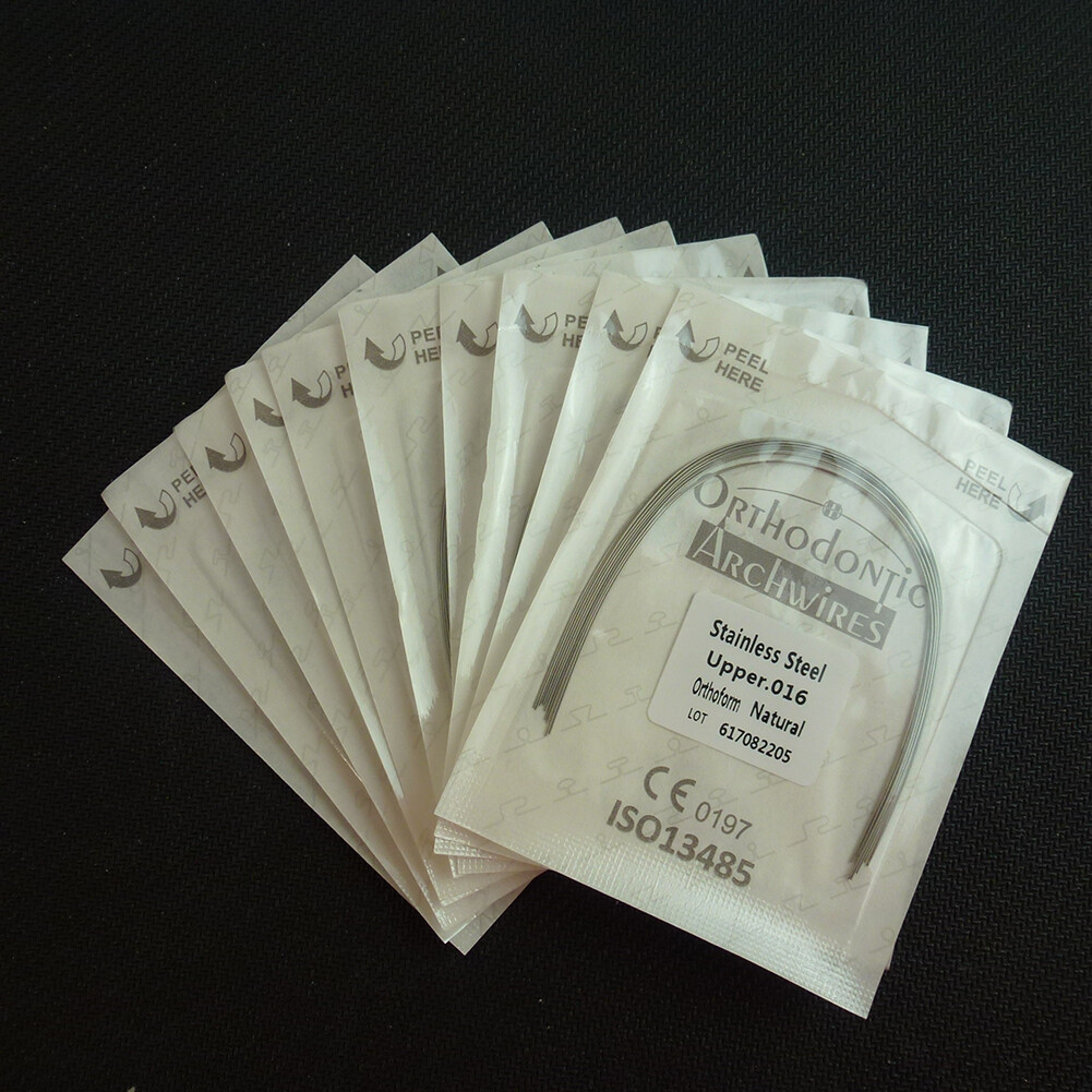 100 Wires Dental Orthodontic Arch Wires Stainless Steel Natural Round 012-018