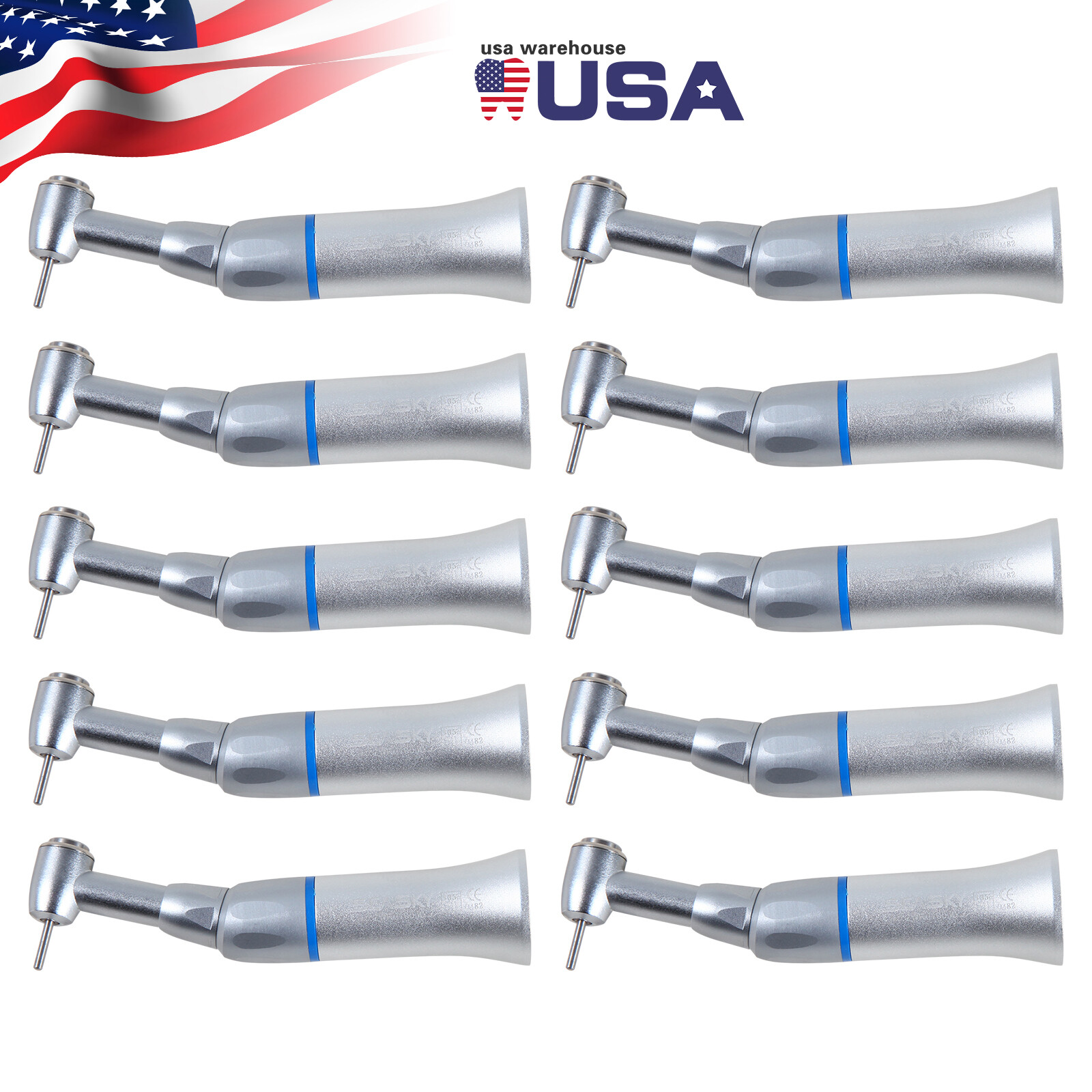 1-10X Dental Slow Speed Push Button Contra Angle Handpiece Fit FG1.6mm Burs SA