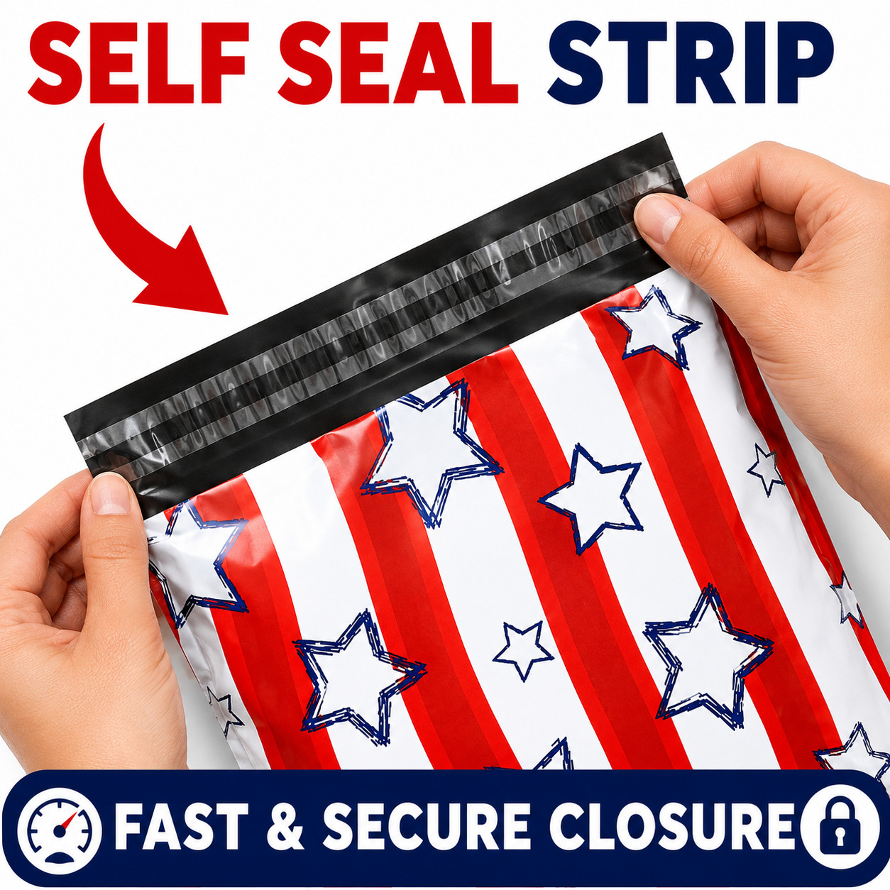 10×13 Stars and Stripes Designer Poly Mailers Boutique Shipping Bags
