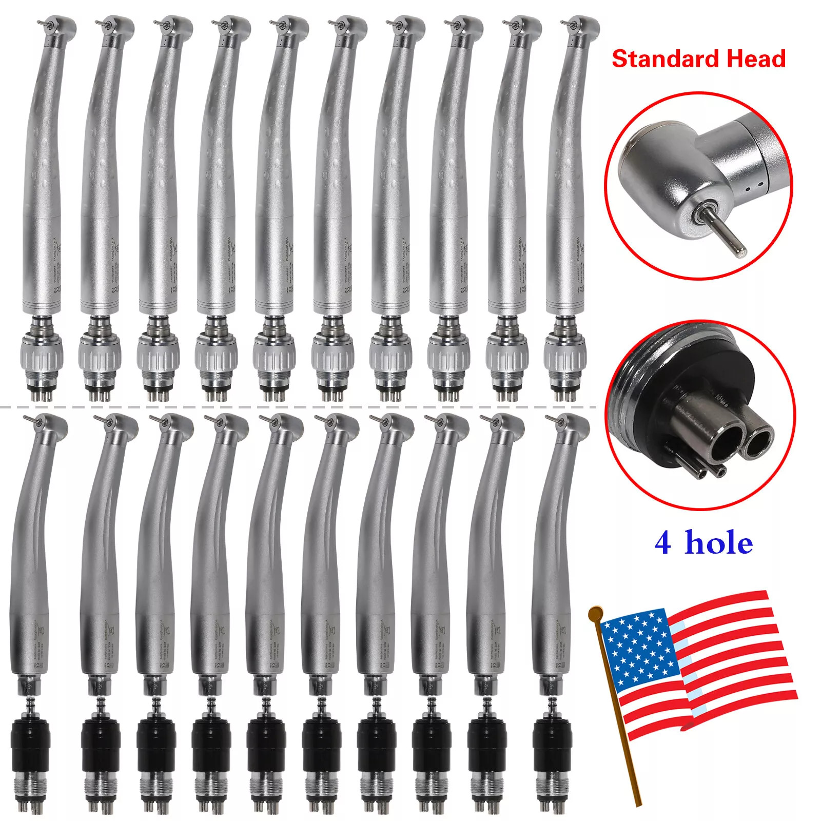 1-5 Yabangbang Dental Fast High Speed Handpiece with 4 Hole Quick Coupler Swivel