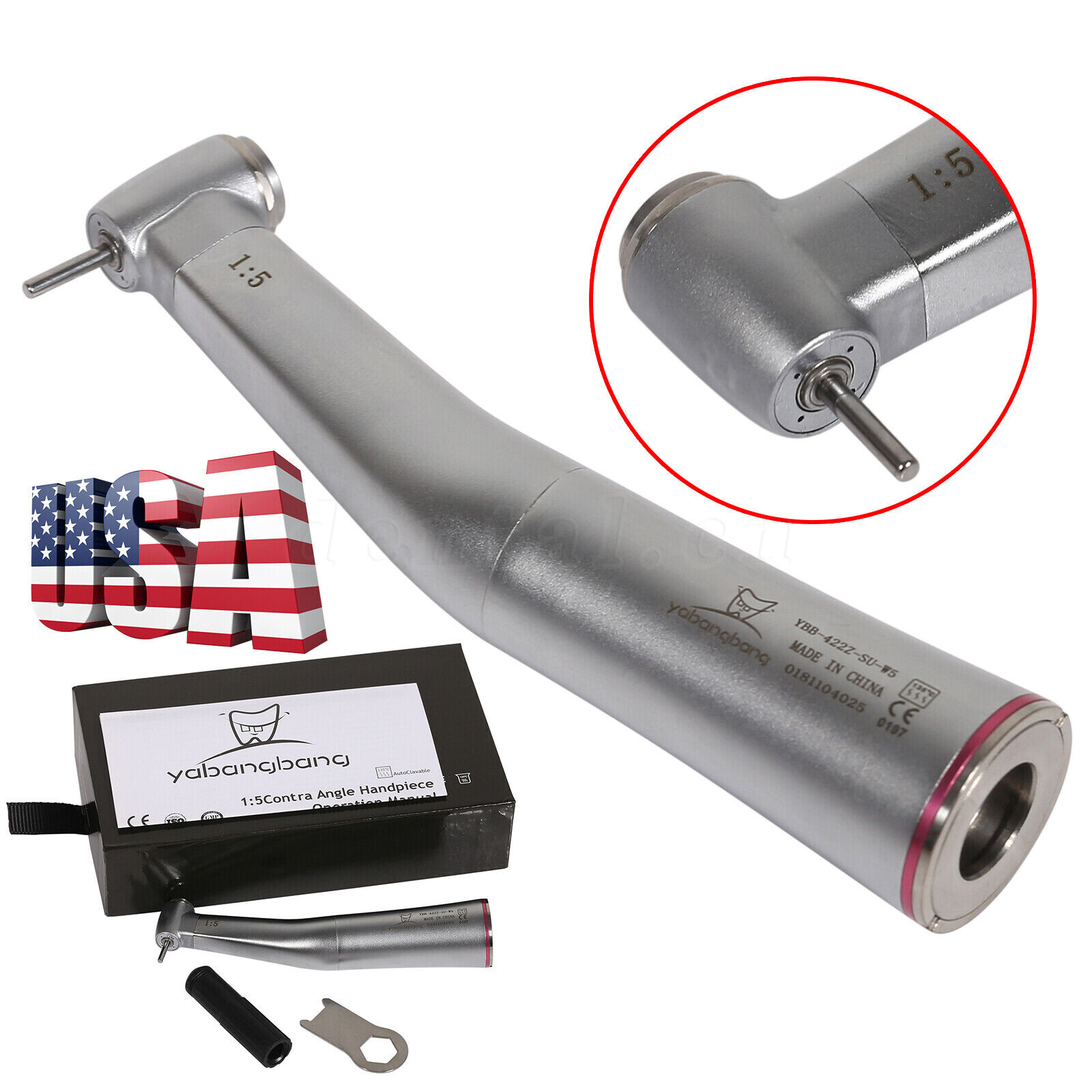 Ti-MAX Dental 1:5 (Fiber Optic) Contra Angle Low Speed Handpiece For NSK X95L