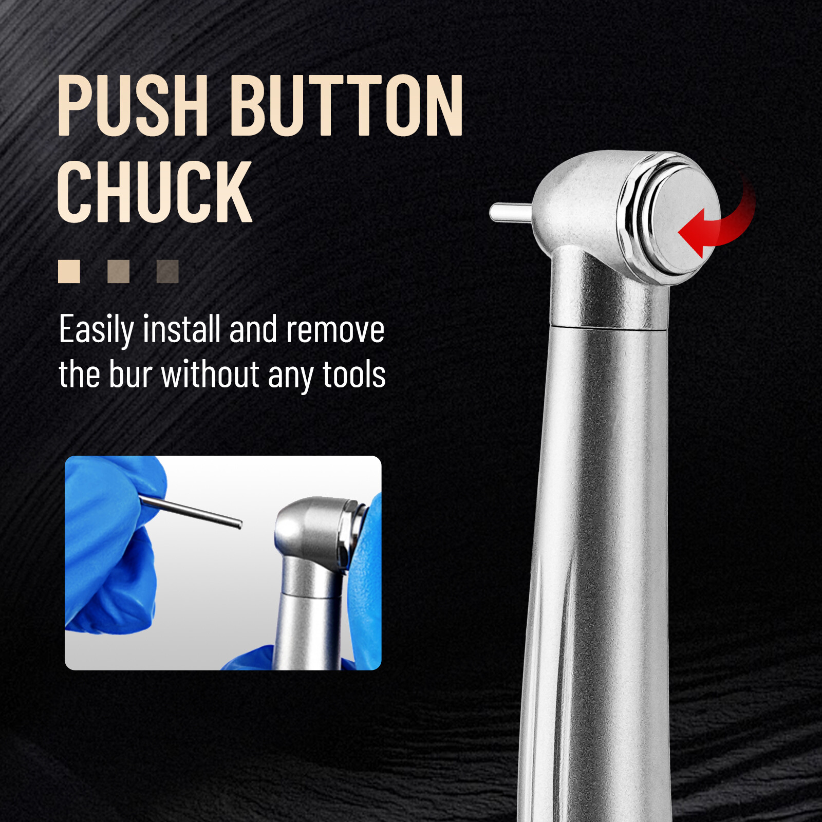 Triple Water Spray 10Pcs Dental High Speed Handpiece Push Button 4H Autochuck US
