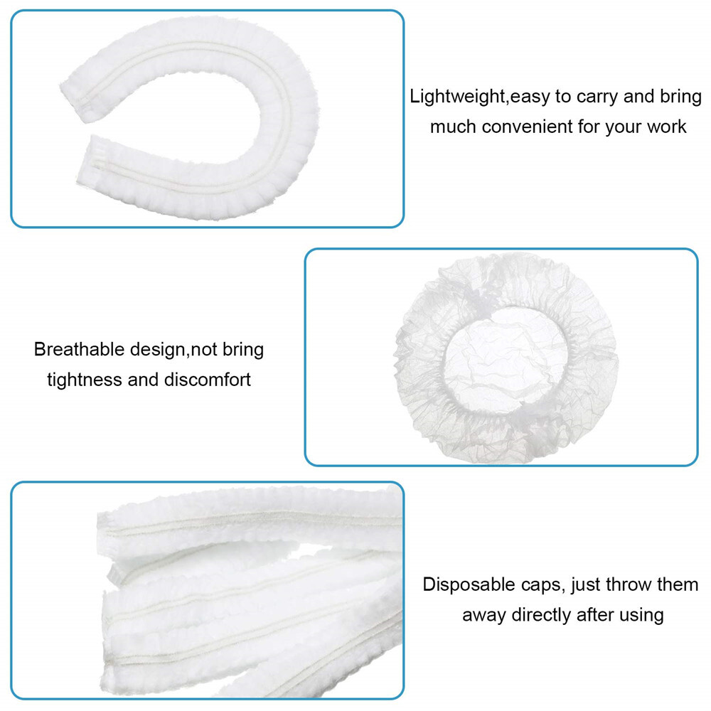 100-1000pcs Disposable Hair Net Non-Woven Head Bouffant Hair Cap 24″