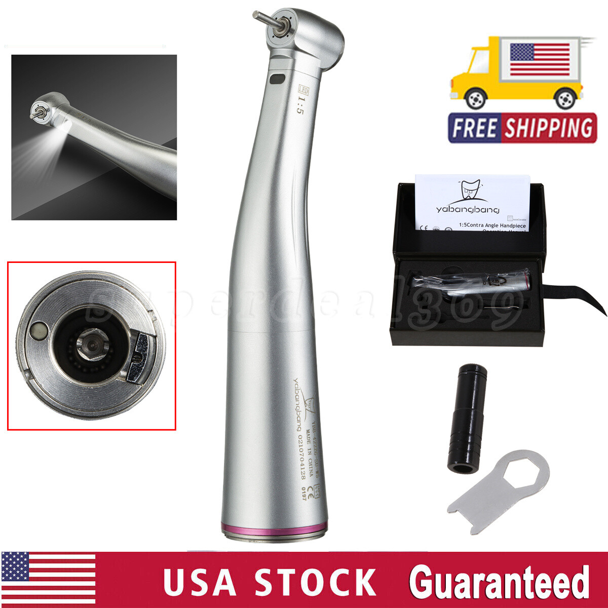 Dental 1:5 Increasing LED Contra AngleHandpiece fit NSK KaV Electric Motor DH