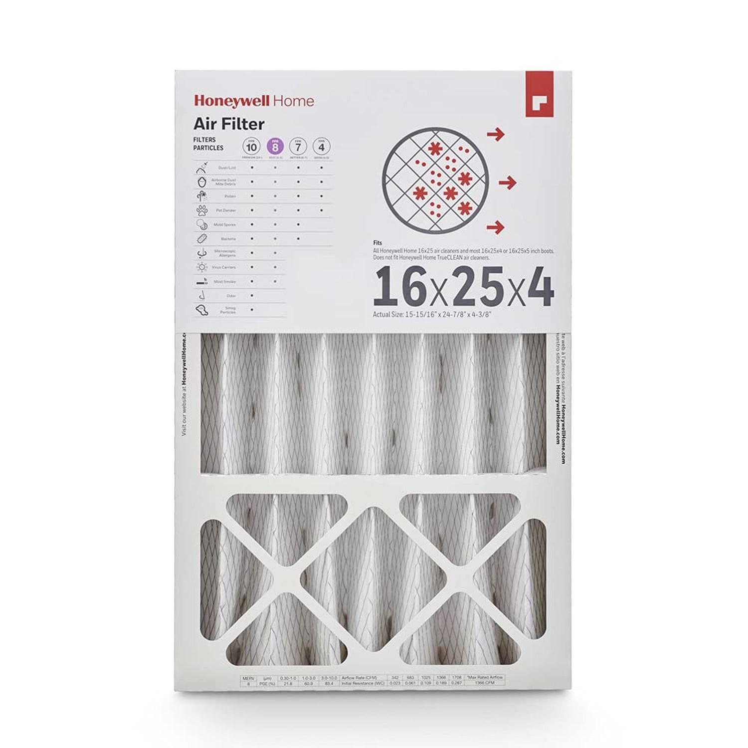 Honeywell Home 16x25x4 MERV 8, AC Furnace Air Filter, 1 PACK (CF408F1625-1PKA…