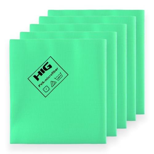 PVA Microfiber Cleaning Towels,Streak Free Shine,Ultra Absorbent, 5 Pack (green)