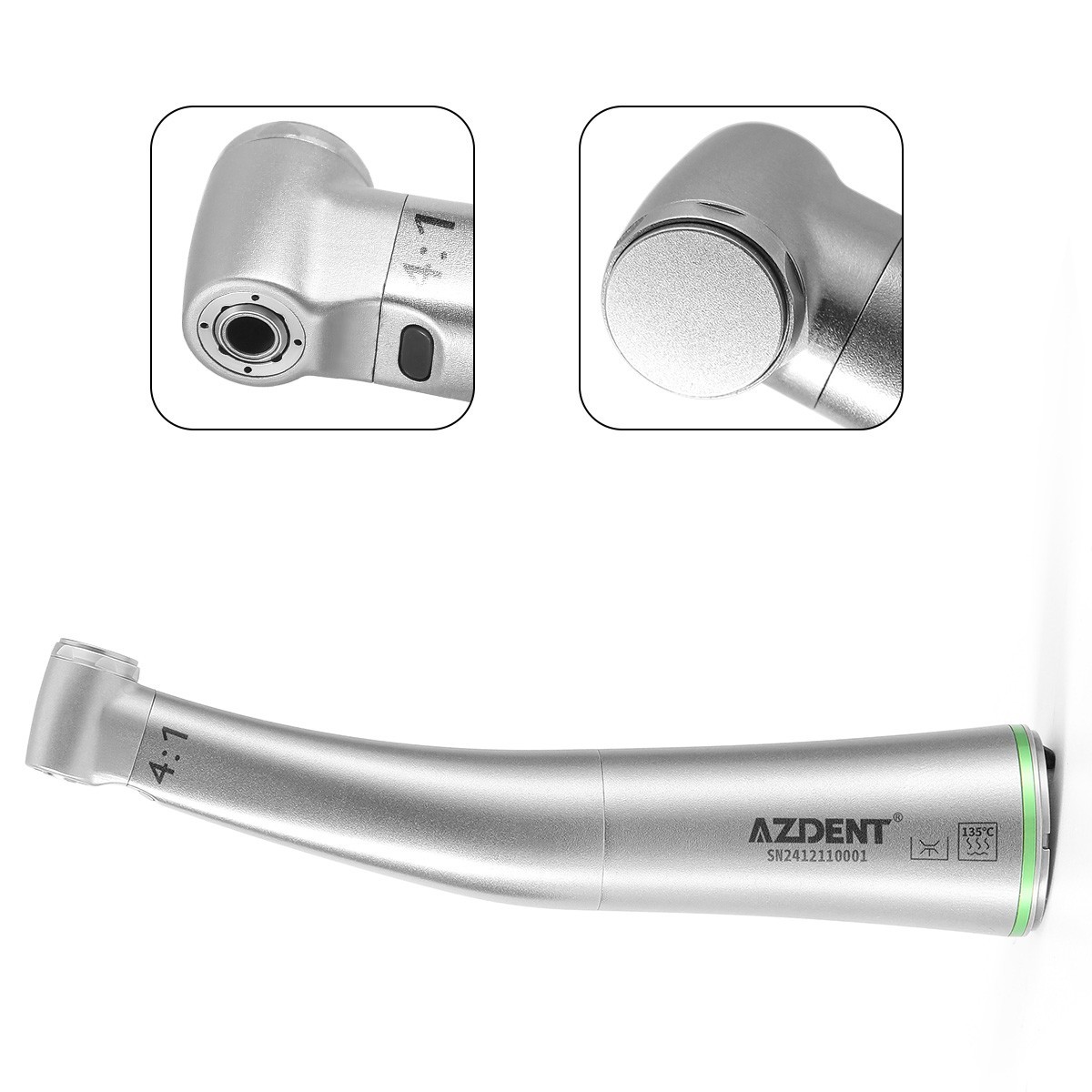 AZDENT Dental E-Type 4:1 Fiber Optic LED Endo & Prophy Contra Angle Handpiece