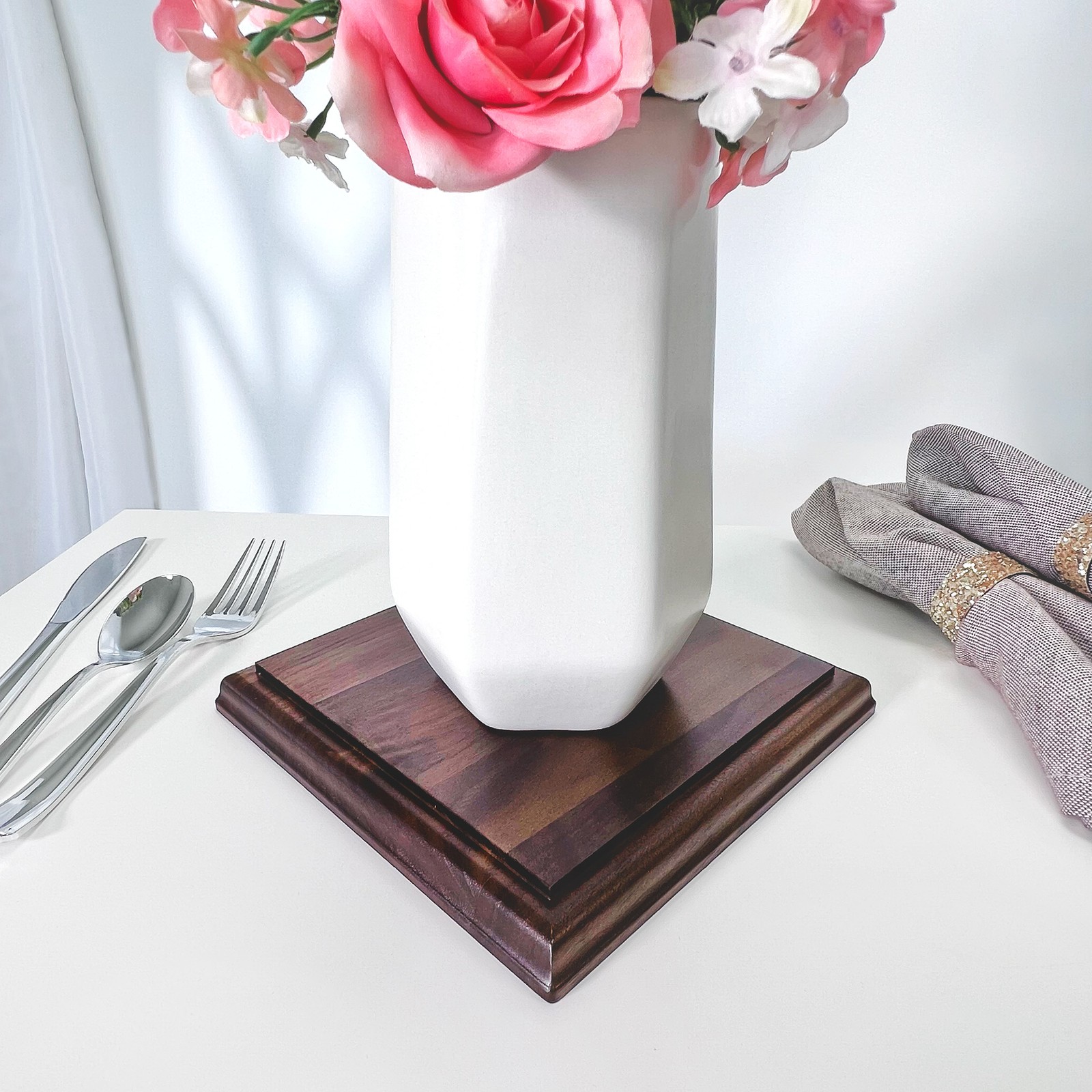 Plymor Solid Walnut Square Wood Display Base, 6.875″ W x 6.875″ D x 0.75″ H
