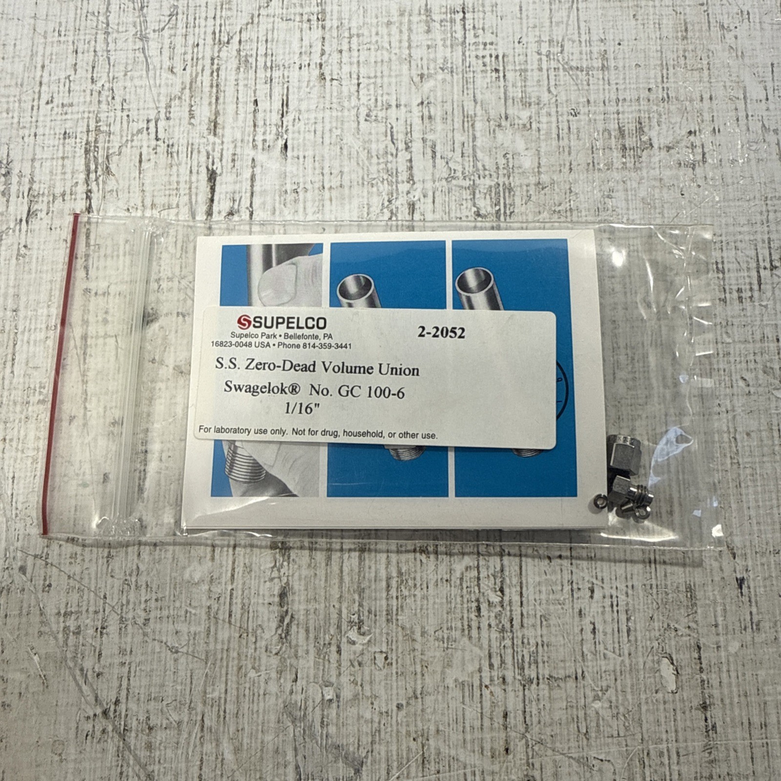 NEW Supelco 2-2052 1/16” S.S Zero Dead Volume Union Swagelok No. GC 100-6 NIB