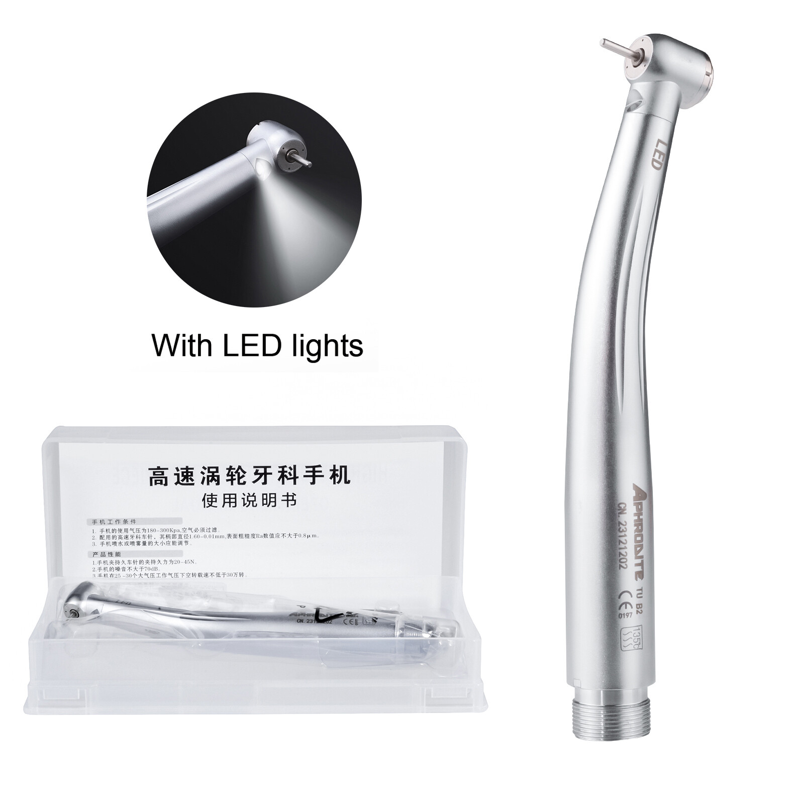 NSK Type Dental LED High Speed Handpiece Internal Triple Spray Push Button 2H US