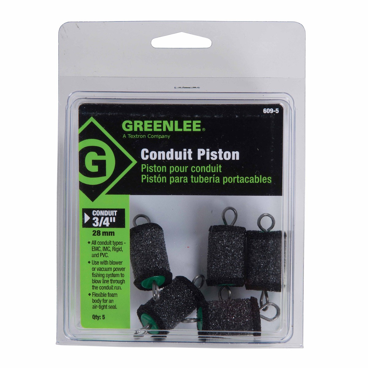 Greenlee 609-5 Piston for 3/4″ Conduit – All Types (5 pack)
