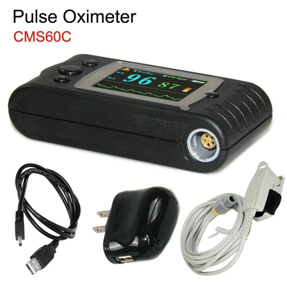 FDA CMS60C 24h Finger Pulse Oximeter SpO2 Blood Oxygen Sensor Heart Rate monitor